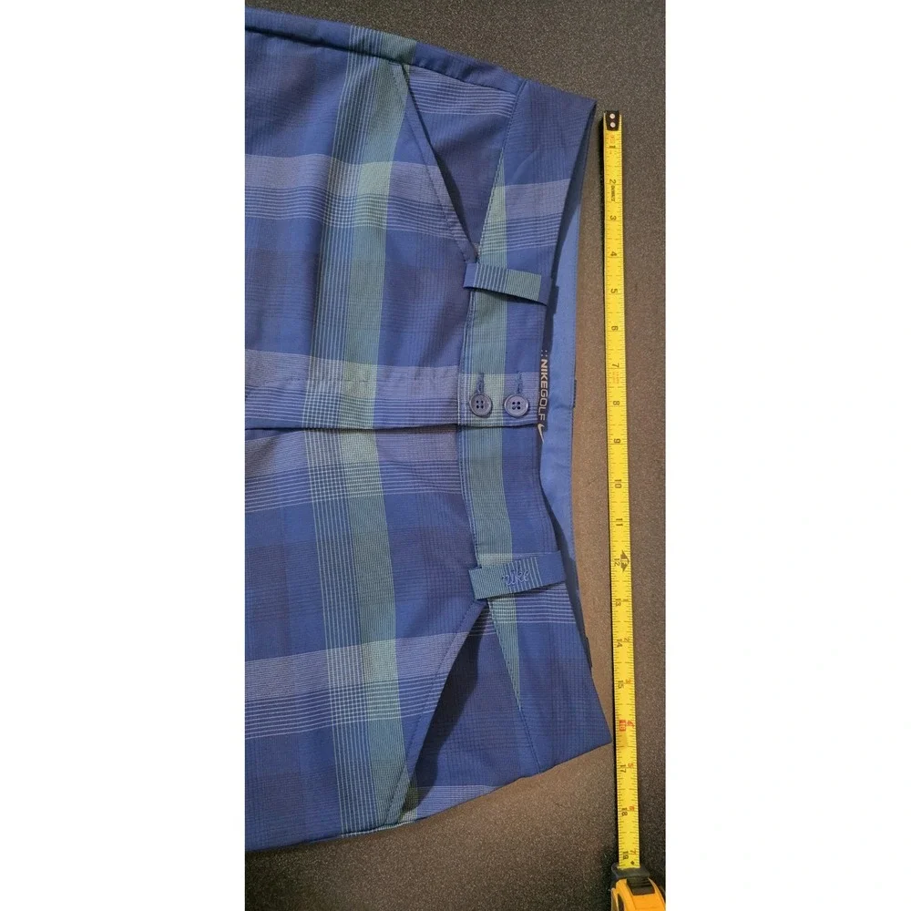Nike Golf Shorts Women Blue Sports Plaid Shorts Sz 10 Button Tennis Outdoor EUC‎